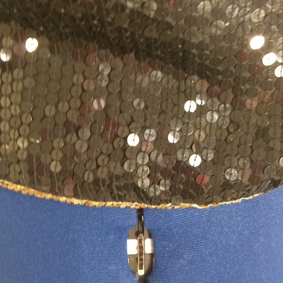 Black sequin evening top Gold silver floral beads - Picture 8 of 8